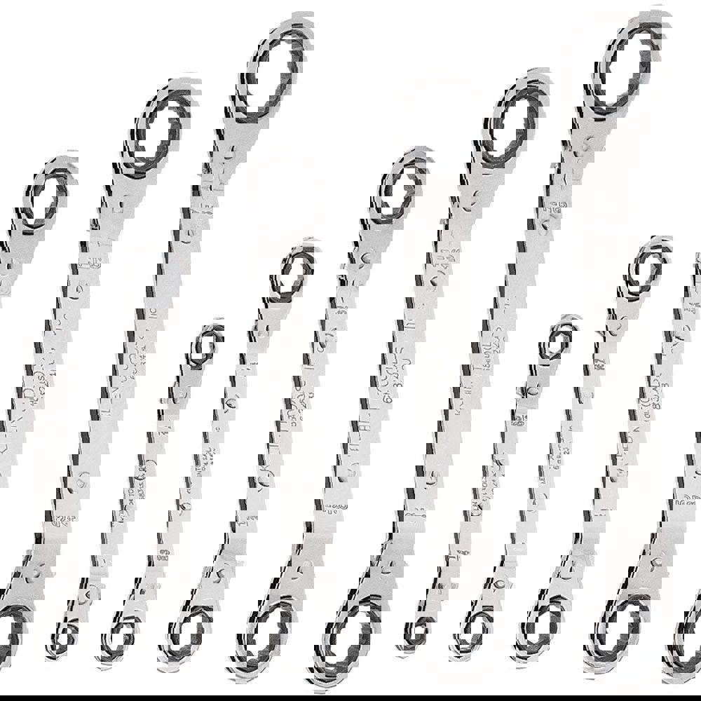 Ratcheting Box Wrench Set: 5 Pc, 1/2 x 9/16